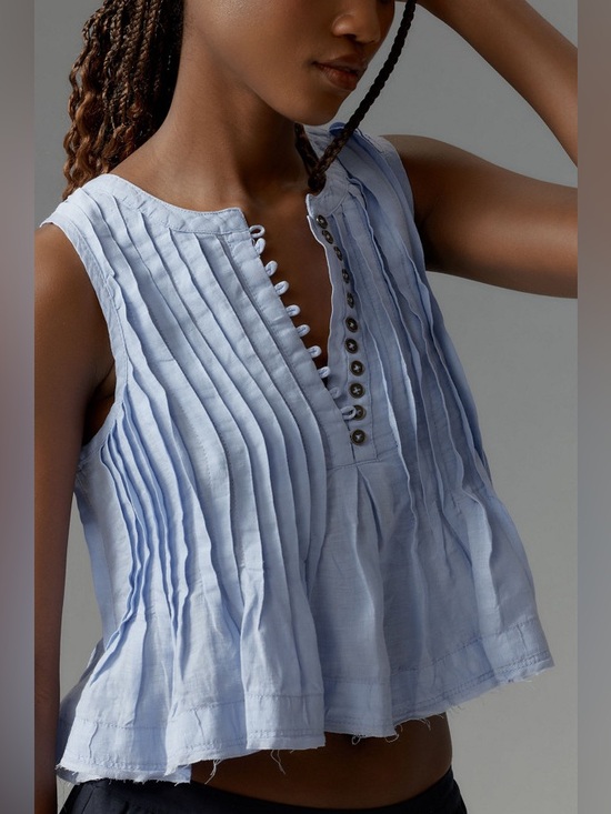 Anthropologie Tops - NWT Size XL - Anthropologie 100% Linen Pleated Top (NWT US$ 108)